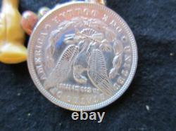 Native American Carved Bird & Agate Beaded 1885 $1 Necklace, Ott-012206264