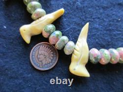 Native American Carved Bird & Agate Beaded 1885 $1 Necklace, Ott-012206264