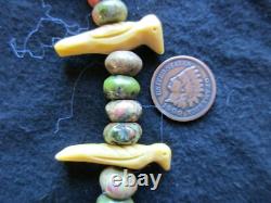 Native American Carved Bird & Agate Beaded 1885 $1 Necklace, Ott-012206264