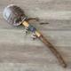 Native American Ceremonial Turtle Rattle with Bead & Bone Accent Wooden Handle