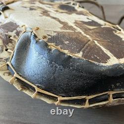 Native American Ceremonial Turtle Rattle with Bead & Bone Accent Wooden Handle