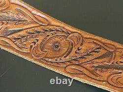 Native American Choctaw Hand Beaded Belt and Buckle Shelton Hand tooled leather