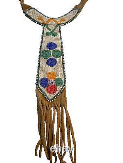 Native American Circa Early 1900's Beaded Buckskin Necklace