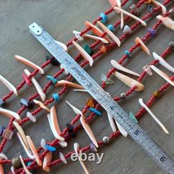 Native American Coral Heishi Assorted Stone Handmade Beaded Necklace 33