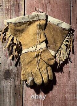 Native American Cree Beaded Gauntlets Early 1900's