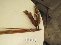 Native American Curved Wood Bow Beaded Hide Wrap Handle 1880s-1910s