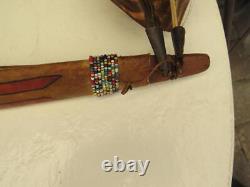 Native American Curved Wood Bow Beaded Hide Wrap Handle 1880s-1910s