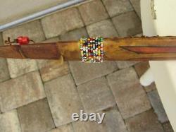 Native American Curved Wood Bow Beaded Hide Wrap Handle 1880s-1910s