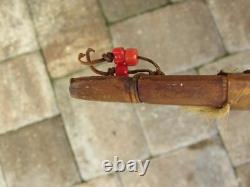 Native American Curved Wood Bow Beaded Hide Wrap Handle 1880s-1910s