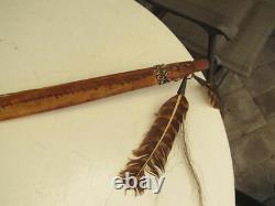 Native American Curved Wood Bow Beaded Hide Wrap Handle 1880s-1910s