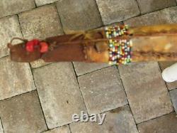 Native American Curved Wood Bow Beaded Hide Wrap Handle 1880s-1910s