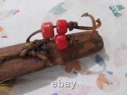 Native American Curved Wood Bow Beaded Hide Wrap Handle 1880s-1910s