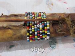 Native American Curved Wood Bow Beaded Hide Wrap Handle 1880s-1910s