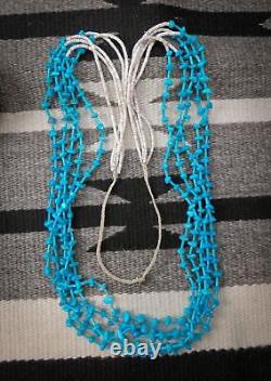 Native American Delicate Turquoise Nugget Bead 5 Strand Necklace