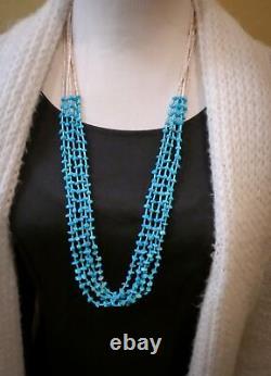 Native American Delicate Turquoise Nugget Bead 5 Strand Necklace