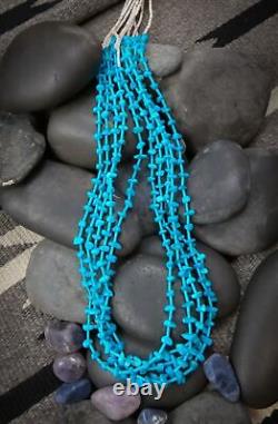 Native American Delicate Turquoise Nugget Bead 5 Strand Necklace