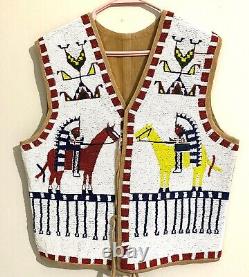 Native American Design Handmade Beaded Vest Front Powwow Regalia XNV505