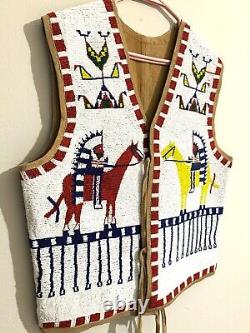 Native American Design Handmade Beaded Vest Front Powwow Regalia XNV505