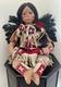 Native American Doll Numbered LARGE 13 in Pow Wow Bead Dress Feathered Backboard