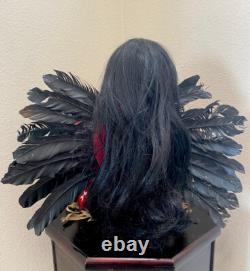 Native American Doll Numbered LARGE 13 in Pow Wow Bead Dress Feathered Backboard