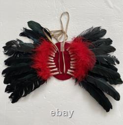 Native American Doll Numbered LARGE 13 in Pow Wow Bead Dress Feathered Backboard