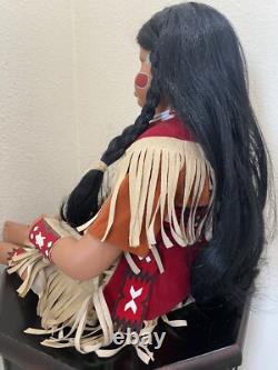 Native American Doll Numbered LARGE 13 in Pow Wow Bead Dress Feathered Backboard