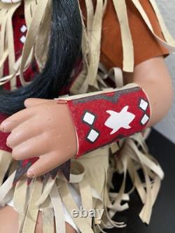 Native American Doll Numbered LARGE 13 in Pow Wow Bead Dress Feathered Backboard
