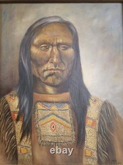 Native American Elder Painted In A Beaded Garment