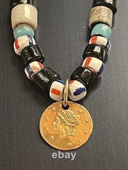 Native American Glass Bead Fractional Trade Necklace 24 Length