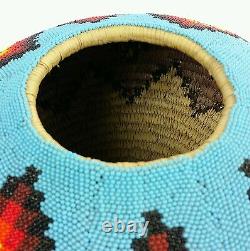 Native American Hand Beaded Basket
