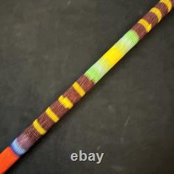 Native American Hand Beaded Bi-Point Stone War Club With Leather Handmade