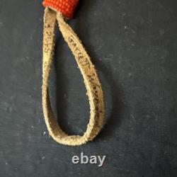 Native American Hand Beaded Bi-Point Stone War Club With Leather Handmade