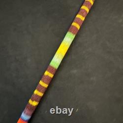 Native American Hand Beaded Bi-Point Stone War Club With Leather Handmade