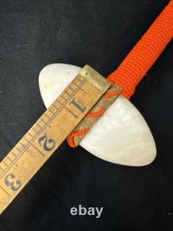 Native American Hand Beaded Bi-Point Stone War Club With Leather Handmade
