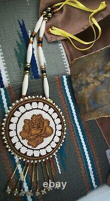 Native American Hand Beaded Necklace and Wrist band Set