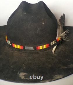 Native American Handmade Beaded Hatband with Porcupine Quills