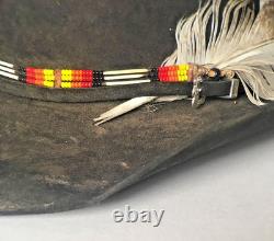 Native American Handmade Beaded Hatband with Porcupine Quills