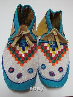 Native American Handmade Beaded Moccasins 10 1/2 Inches