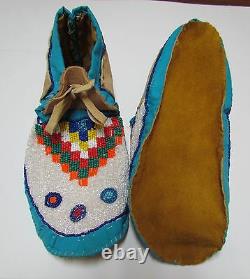 Native American Handmade Beaded Moccasins 10 1/2 Inches