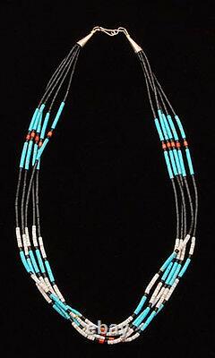 Native American Handmade Multi-Stone 5 Strand Bead Necklace