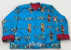 Native American Hopi Beaded Kachina Dolls Quilted Jacket Size XL Handmade