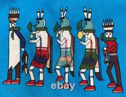 Native American Hopi Beaded Kachina Dolls Quilted Jacket Size XL Handmade