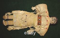 Native American Indian 19th Century Leather Beaded Plains Indian 10 1/2 Doll