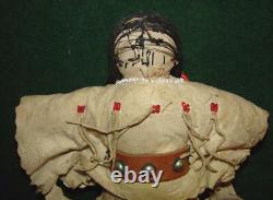 Native American Indian 19th Century Leather Beaded Plains Indian 10 1/2 Doll