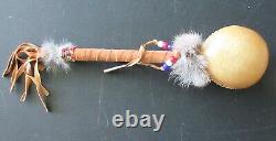 Native American Indian Beaded And Painted Cerimonial Rattle