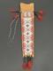 Native American Indian Beaded Leather Knife Sheath Pouch Red White Blue Fringe
