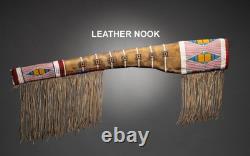 Native American Indian Beaded Rifle Scabbard Sioux Style Suede Leather Gun Cover