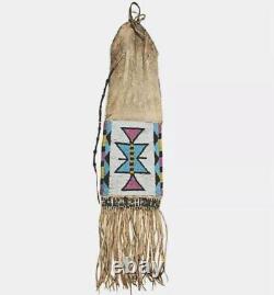 Native American Indian Beaded Sioux Plains Pipe Hide Best Tabaco Bag For Tabacco