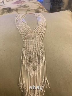 Native American Indian Bridal Necklace Glass Beaded Long