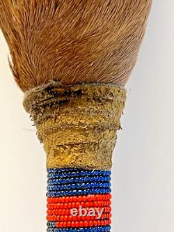 Native American Indian Deer Hoof Beaded Hand Dance Rattle 13 Inch 1880's-1910